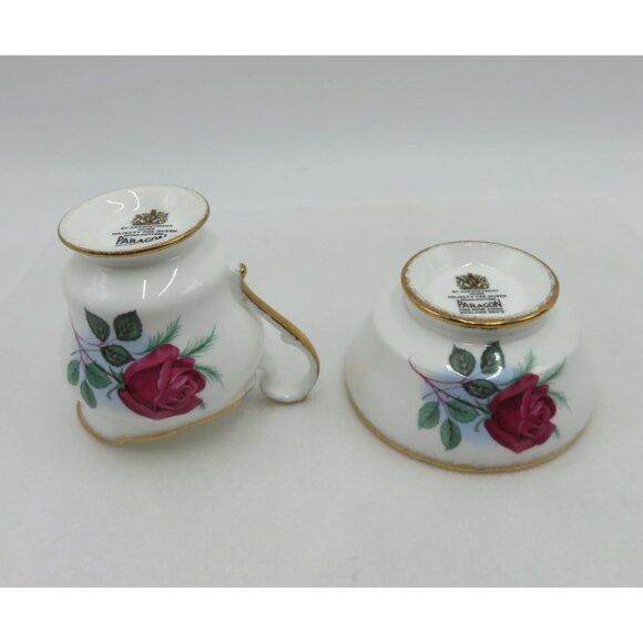 Paragon Fine Bone China Creamer and Sugar Bowl Rose Theme Vintage - Picture 10 of 10